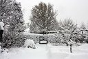 Tuin met sneeuw